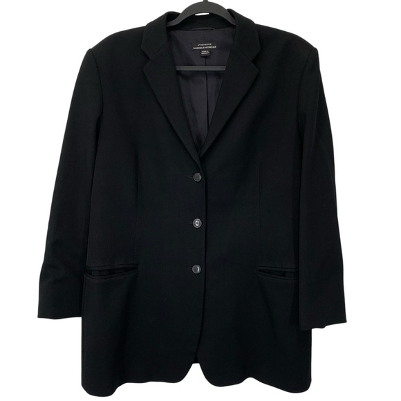 Strenesse Gabriele Strehle Blazer Womens 14 Black Wool Blend Made in Germany - Picture 1 of 8